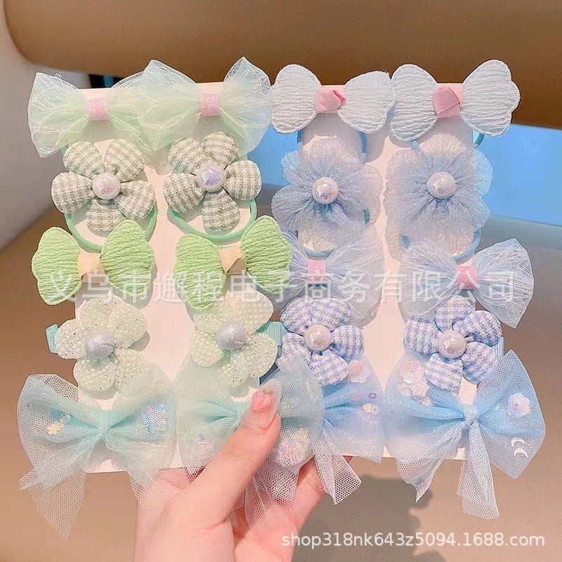 Kids Bow Hair Clips Set - 10 Pieces Fabric Hair Accessories for Girls - Image 2