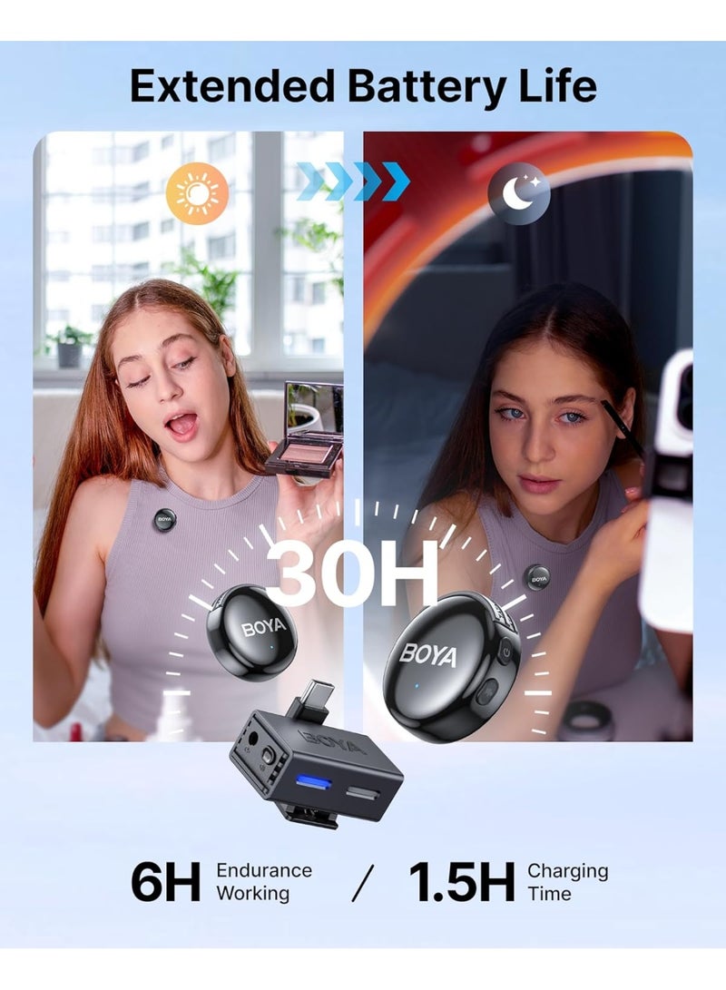 BOYALINK 3 Wireless Lavalier Microphone for iPhone/Android/Camera/PC/Tablets,AI Noise Cancellation, 48kHz/24Bit Studio Sound,APP Control, 984ft 6h Battery for Vlogging Interview(No Charging Case) - Image 5