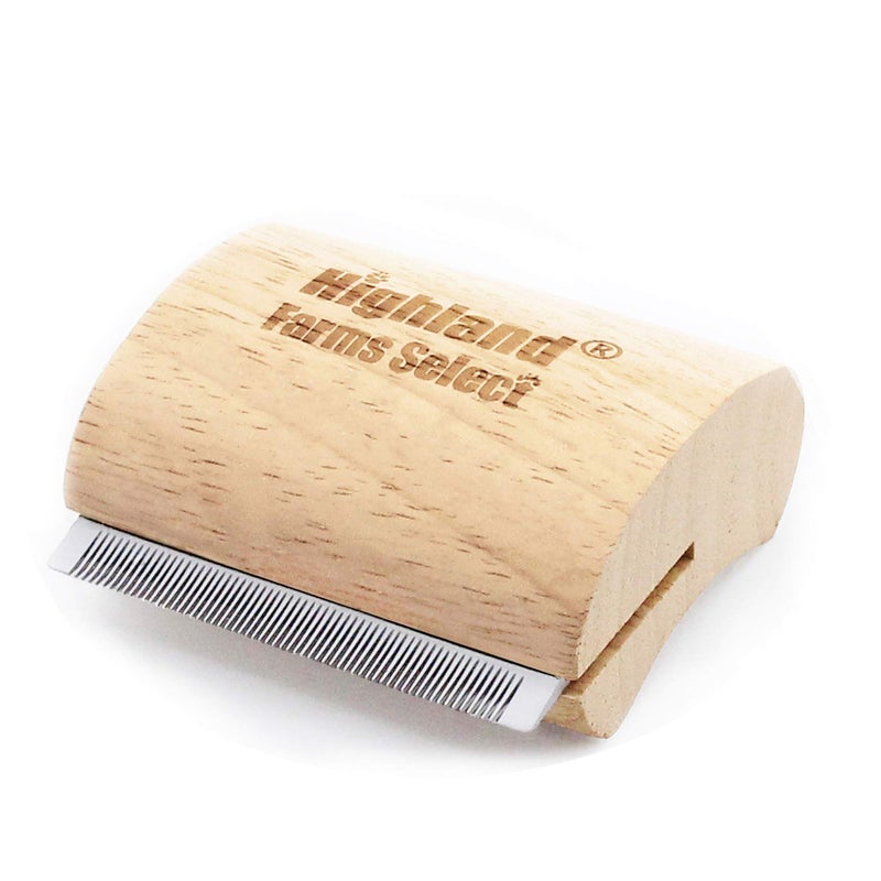 Highland Farms Select Deshedding Grooming Tool for Dogs, Cats & Horses, Ergonomic Design Wood Groom Brush, Professional Pet Groomer, Painlessly Remove for Short & Long Hair, Fur & Dirt - 2.5 Inches - Image 1