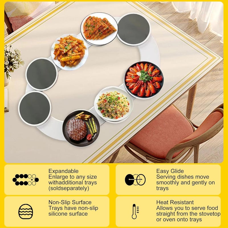 KRLZ KRLZ Lazy Susan Turntable Tabletop Rotating Serving Tray Dining Table Dining Table Rotating Tray Portable Meal Outdoor Dishes Home Long Table Turntable Multifunctional Reusable  - Image 4