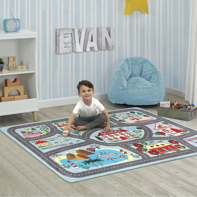 LIVEBOX Soft Kids Rug 4'x6' Carpet Play Mat for Baby Boys Girls, City Life Road Traffic Playroom Rug for Playing Cars Toys, Educational Nursery Rugs for Children Bedroom Kids Room - Image 3