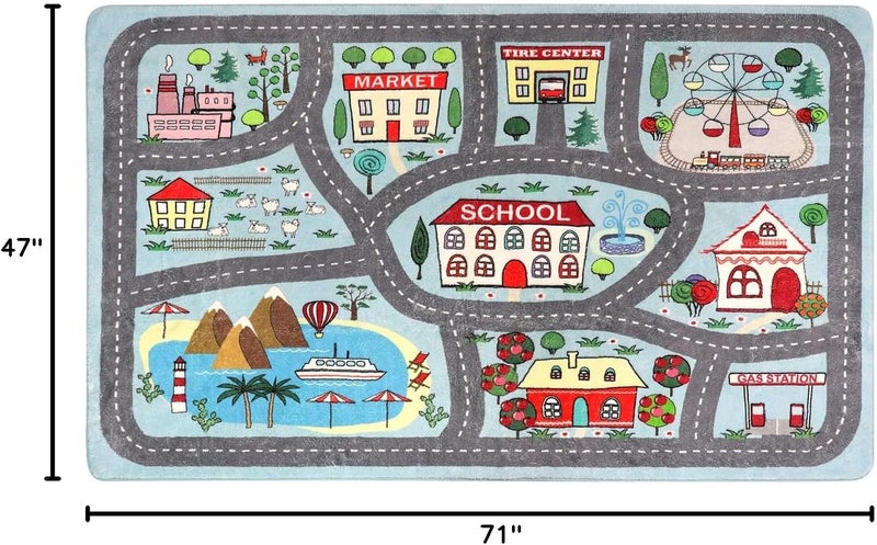 LIVEBOX Soft Kids Rug 4'x6' Carpet Play Mat for Baby Boys Girls, City Life Road Traffic Playroom Rug for Playing Cars Toys, Educational Nursery Rugs for Children Bedroom Kids Room - Image 2