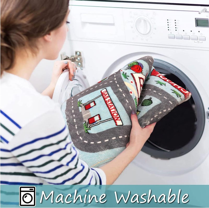 LIVEBOX Soft Kids Rug 4'x6' Carpet Play Mat for Baby Boys Girls, City Life Road Traffic Playroom Rug for Playing Cars Toys, Educational Nursery Rugs for Children Bedroom Kids Room - Image 5