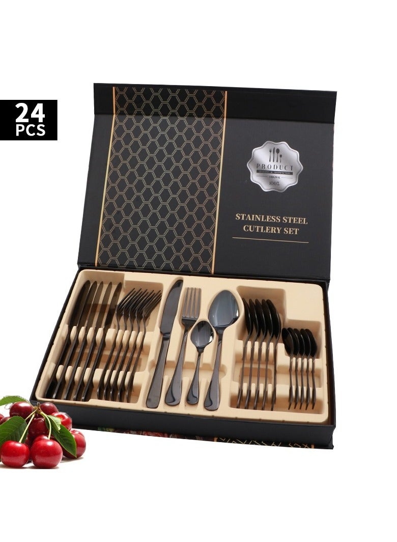 Y&D 24-Piece Steak Knife Fork Spoon Cutlery Gift Box Set  - Image 1