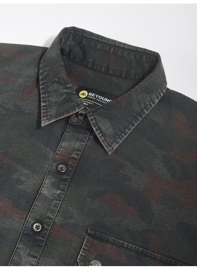 Beyoung Brown Camo Print Urban Shirt for Men  - Image 5