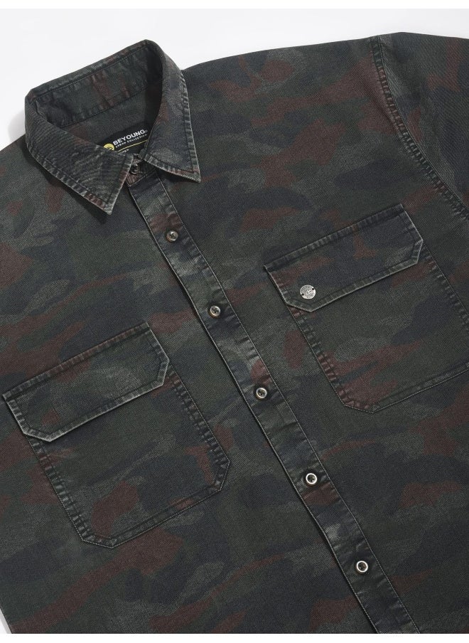 Beyoung Brown Camo Print Urban Shirt for Men  - Image 2
