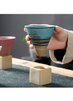 ShebSheb Ceramic Coarse Pottery Coffee Mug with Base,Creative Triangular Cone Funnel Shape Porcelain Coffee Cup,Ceramic Tea Cup Mug for Coffee Milk Tea Latte Yogurt  - Image 3