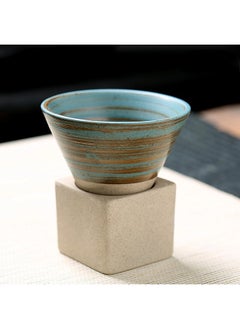 ShebSheb Ceramic Coarse Pottery Coffee Mug with Base,Creative Triangular Cone Funnel Shape Porcelain Coffee Cup,Ceramic Tea Cup Mug for Coffee Milk Tea Latte Yogurt  - Image 1