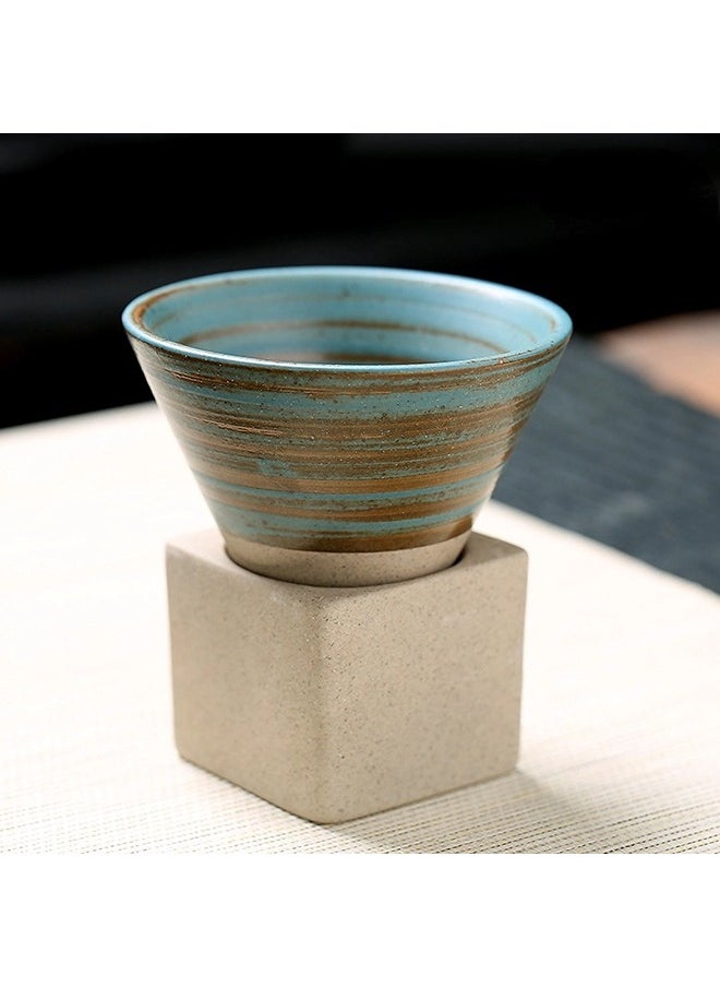 ShebSheb - Ceramic Coarse Pottery Coffee Mug with Base,Creative Triangular Cone Funnel Shape Porcelain Coffee Cup,Ceramic Tea Cup Mug for Coffee Milk Tea Latte Yogurt - Image 1