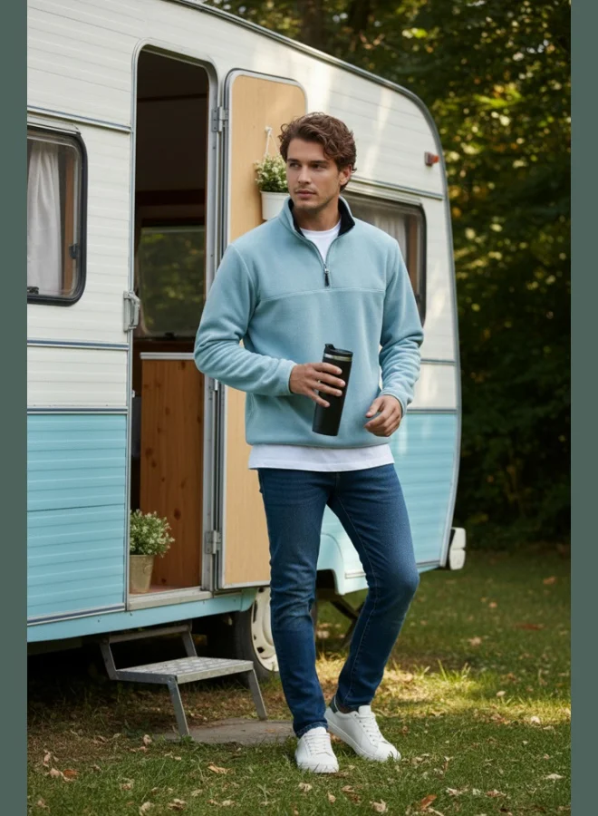 Buratti Buratti Slim Fit Anti-Pilling Non-Flapping Batwing Collar Cold-Resistant Brushed Fleece Men's POLAR 5906001