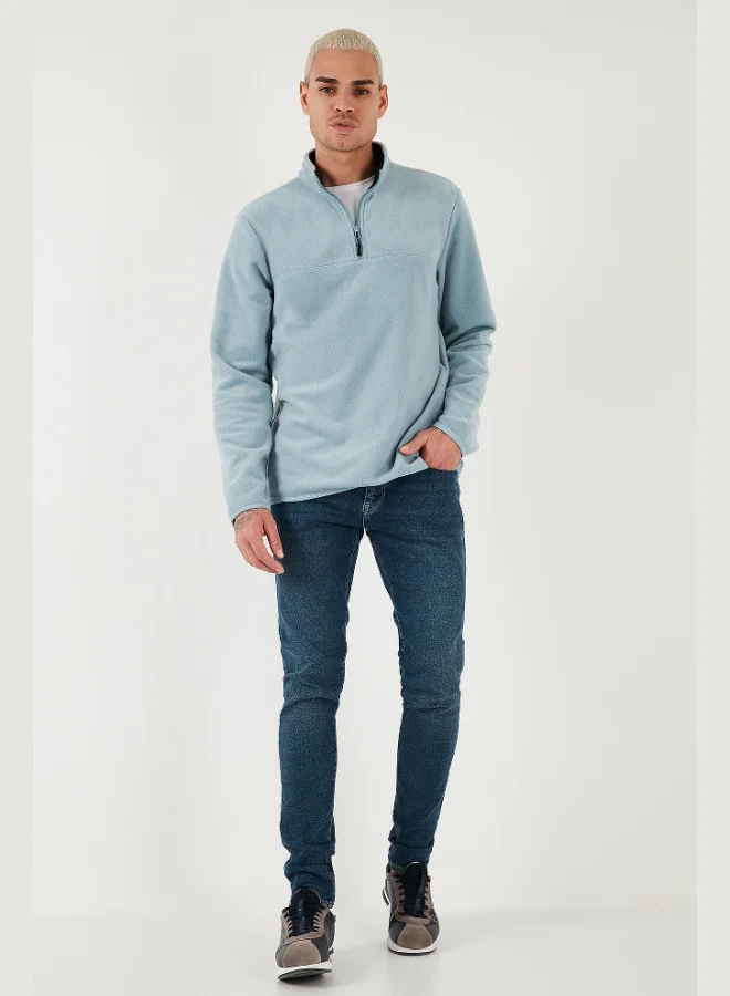 Buratti Buratti Slim Fit Anti-Pilling Non-Flapping Batwing Collar Cold-Resistant Brushed Fleece Men's POLAR 5906001