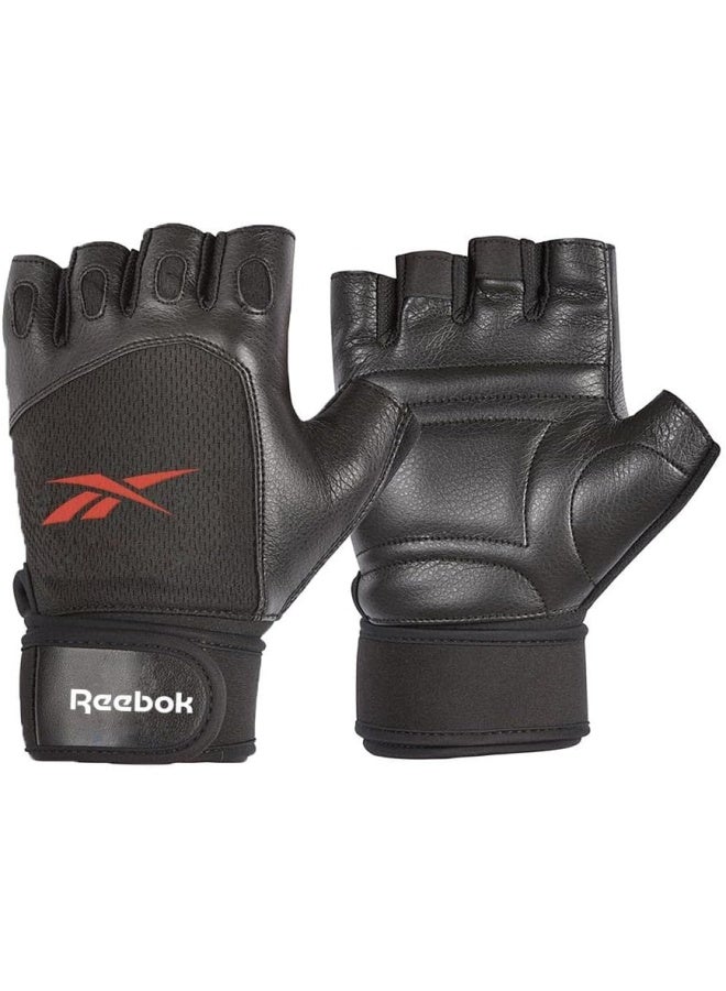 Reebok قفازات رفع الأثقال باللون الأسود والأحمر مقاس كبير  - Image 1