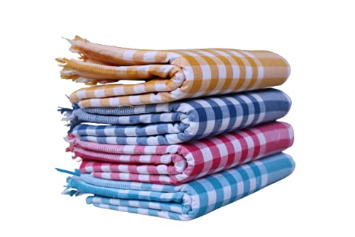 ASH Traders Cotton chex Bath Towel Combo 300 GSM (Set of 3, Multicolor, 90 cm x 180 cm) Suitable for all men and women feel soft cotton - Image 3