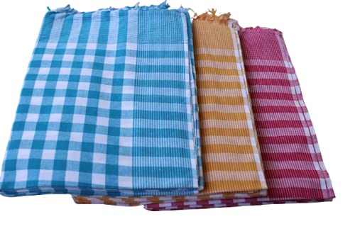 ASH Traders Cotton chex Bath Towel Combo 300 GSM (Set of 3, Multicolor, 90 cm x 180 cm) Suitable for all men and women feel soft cotton - Image 1