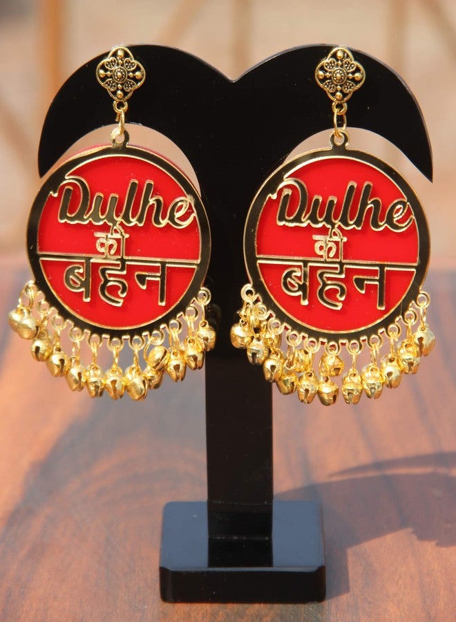 RN Collection Acrylic Dulhe Ki Bhan Earrings For Women & Girls. (Red & Gold) - Image 3