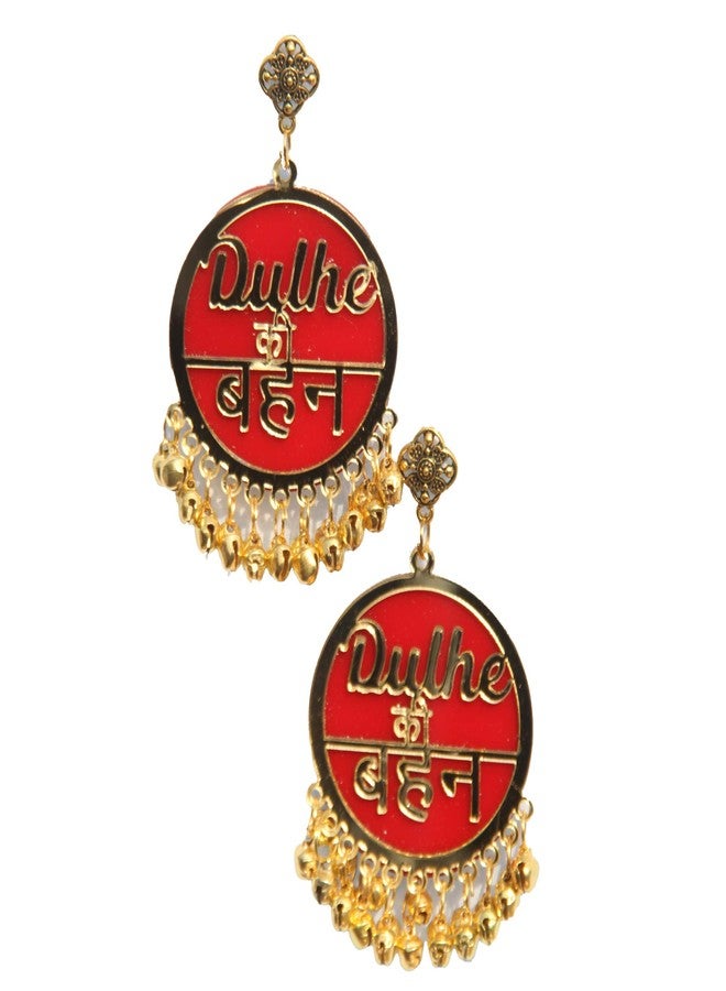 RN Collection Acrylic Dulhe Ki Bhan Earrings For Women & Girls. (Red & Gold) - Image 2