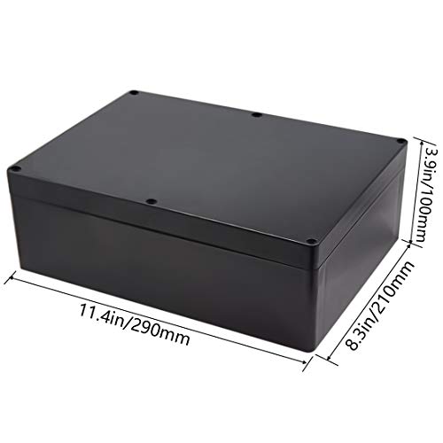 Zulkit Junction Box, Zulkit Project Box IP65 Waterproof Outdoor Box ABS Plastic Electrical Boxes Electronic Enclosure Black 11.42 x 8.27 x 3.94 inch (290 x 210 x 100 mm)(Pack of 1) - Image 2