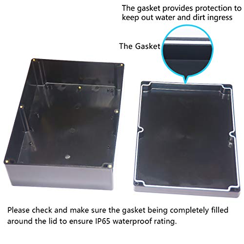 Zulkit Junction Box, Zulkit Project Box IP65 Waterproof Outdoor Box ABS Plastic Electrical Boxes Electronic Enclosure Black 11.42 x 8.27 x 3.94 inch (290 x 210 x 100 mm)(Pack of 1) - Image 4