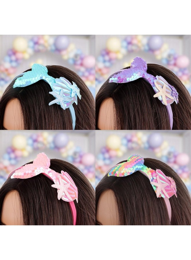 BAHABY 4Pcs Mermaid Headband Mermaid Tail Headbands For Girls Starfish Shell Hair Accessories For Girls Pool Party Favors - Image 2