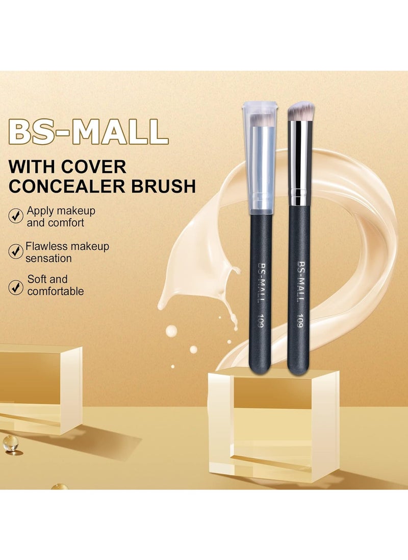 BS مول مجموعة فرشاة كريم الأساس BS-MALL لإخفاء عيوب البشرة، فرشاة صناعية بمقبض خشبي مكونة من قطعتين  - Image 3