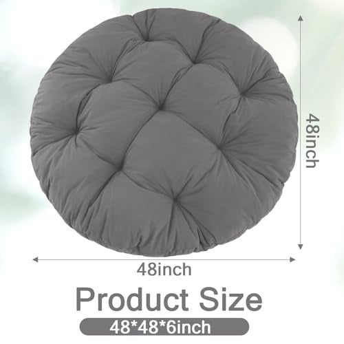 idee-home Papasan Chair Cushion, Circle Papasan Chair Cushion(Cushion Only) with Thick Corduroy Cover, 48 x 48 Inch Cushion for Egg Chair, Light Grey - Image 2