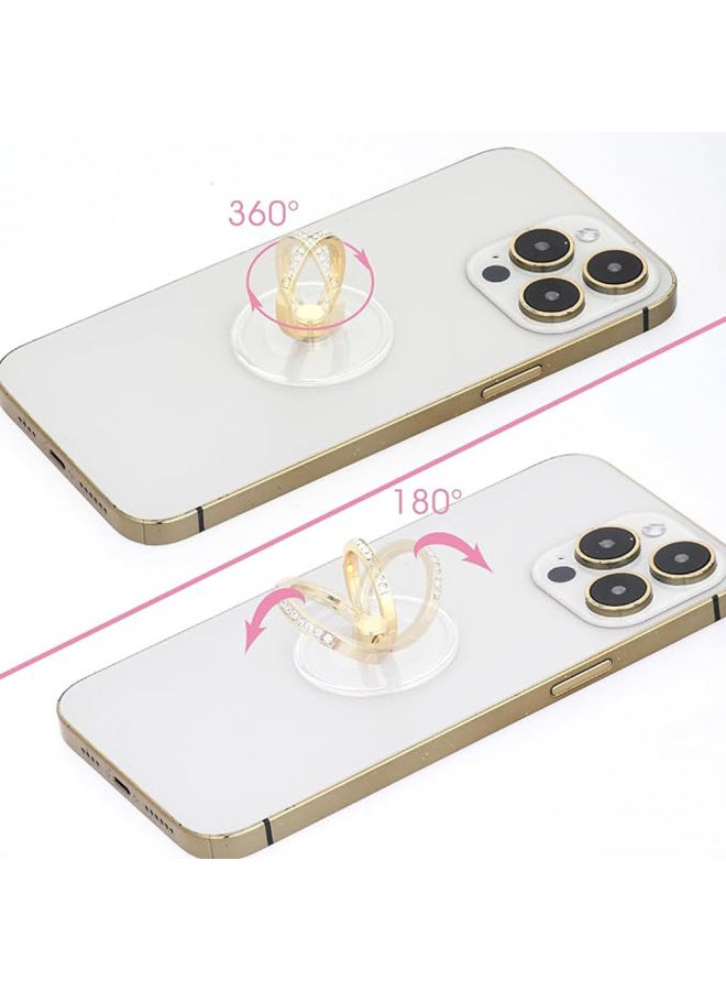 Dedicated To Transparent Acrylic Mobile Phone Holder Round Transparent Ring Creative Ring Holder Metal Ring-Color:Lucky Grass-rose Gold Diamond Ring