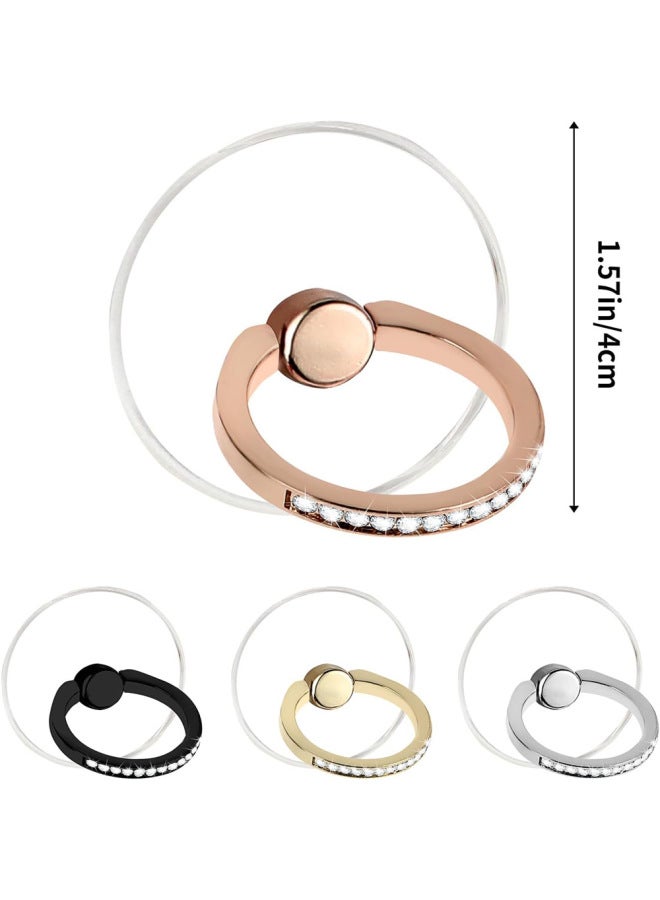 Dedicated To Transparent Acrylic Mobile Phone Holder Round Transparent Ring Creative Ring Holder Metal Ring-Color:Lucky Grass-rose Gold Diamond Ring