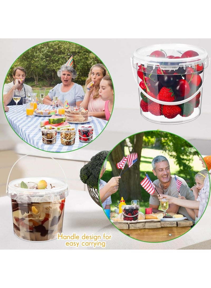 SYOSI دلو شفاف مع غطاء، حاويات بلاستيكية للآيس كريم مع مقابض، حاوية تخزين طعام محكمة الإغلاق للمطبخ، الفريزر، والميكروويف، دلو قابل لإعادة الاستخدام للطعام والمشروبات، 10 عبوات، 1.2 لتر - Image 5