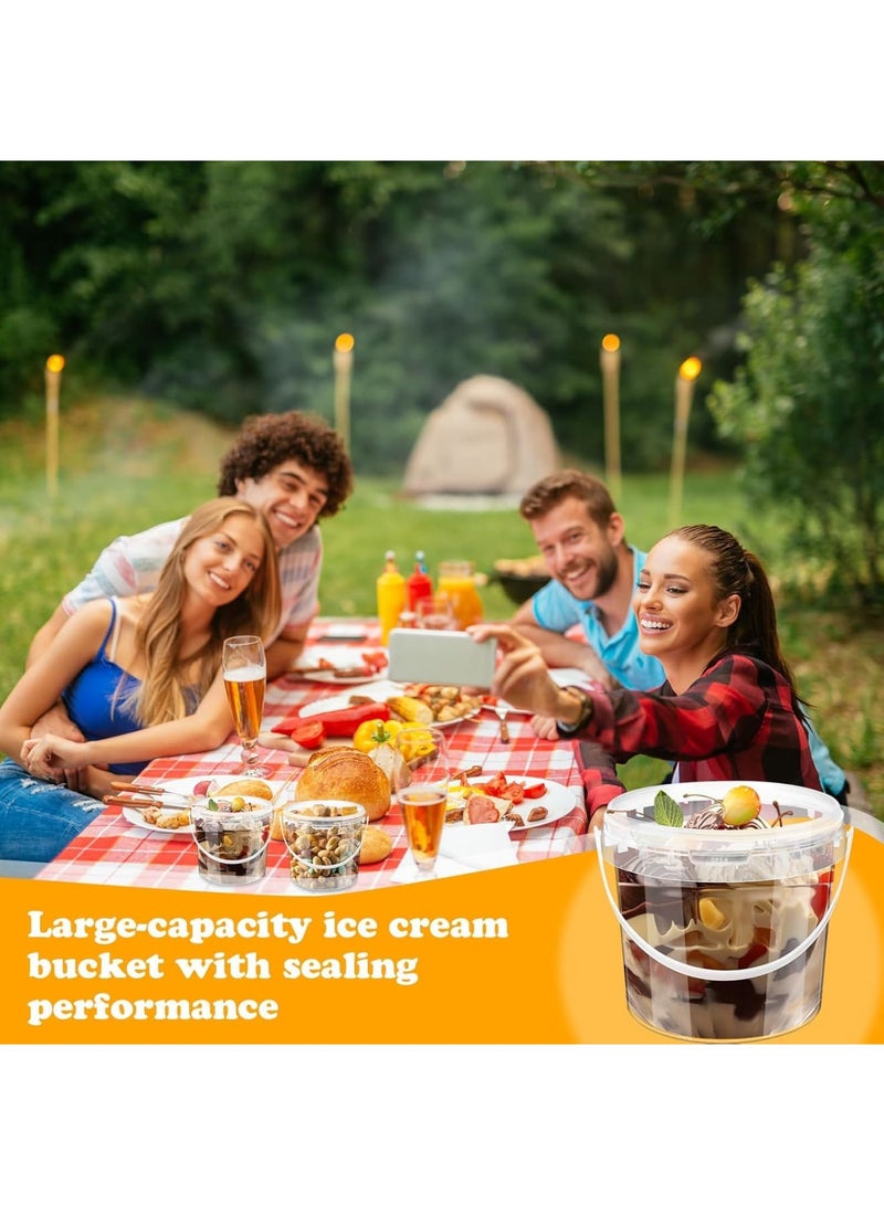 SYOSI دلو شفاف مع غطاء، حاويات بلاستيكية للآيس كريم مع مقابض، حاوية تخزين طعام محكمة الإغلاق للمطبخ، الفريزر، والميكروويف، دلو قابل لإعادة الاستخدام للطعام والمشروبات، 10 عبوات، 1.2 لتر - Image 3