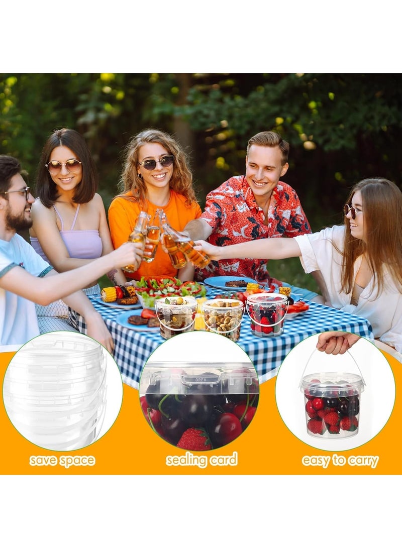 SYOSI دلو شفاف مع غطاء، حاويات بلاستيكية للآيس كريم مع مقابض، حاوية تخزين طعام محكمة الإغلاق للمطبخ، الفريزر، والميكروويف، دلو قابل لإعادة الاستخدام للطعام والمشروبات، 10 عبوات، 1.2 لتر - Image 4