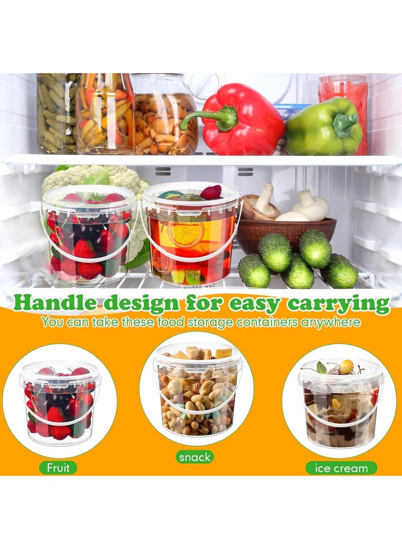 SYOSI دلو شفاف مع غطاء، حاويات بلاستيكية للآيس كريم مع مقابض، حاوية تخزين طعام محكمة الإغلاق للمطبخ، الفريزر، والميكروويف، دلو قابل لإعادة الاستخدام للطعام والمشروبات، 10 عبوات، 1.2 لتر - Image 2