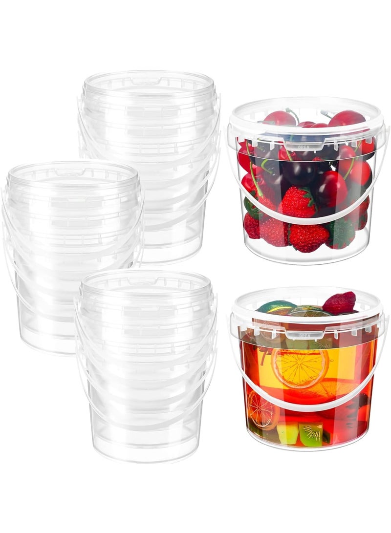 SYOSI دلو شفاف مع غطاء، حاويات بلاستيكية للآيس كريم مع مقابض، حاوية تخزين طعام محكمة الإغلاق للمطبخ، الفريزر، والميكروويف، دلو قابل لإعادة الاستخدام للطعام والمشروبات، 10 عبوات، 1.2 لتر - Image 1