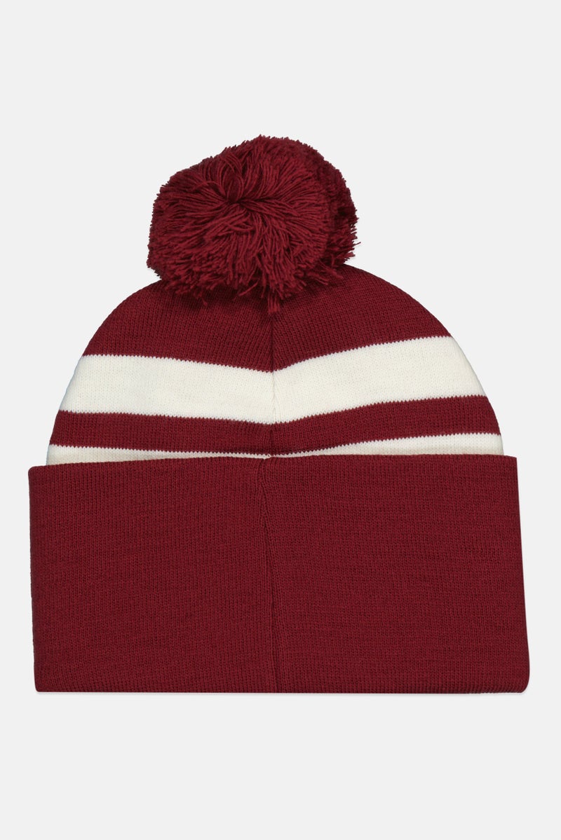 Champion Women Embroidered Logo Pom Pom Beanie Hat, Maroon - Image 2