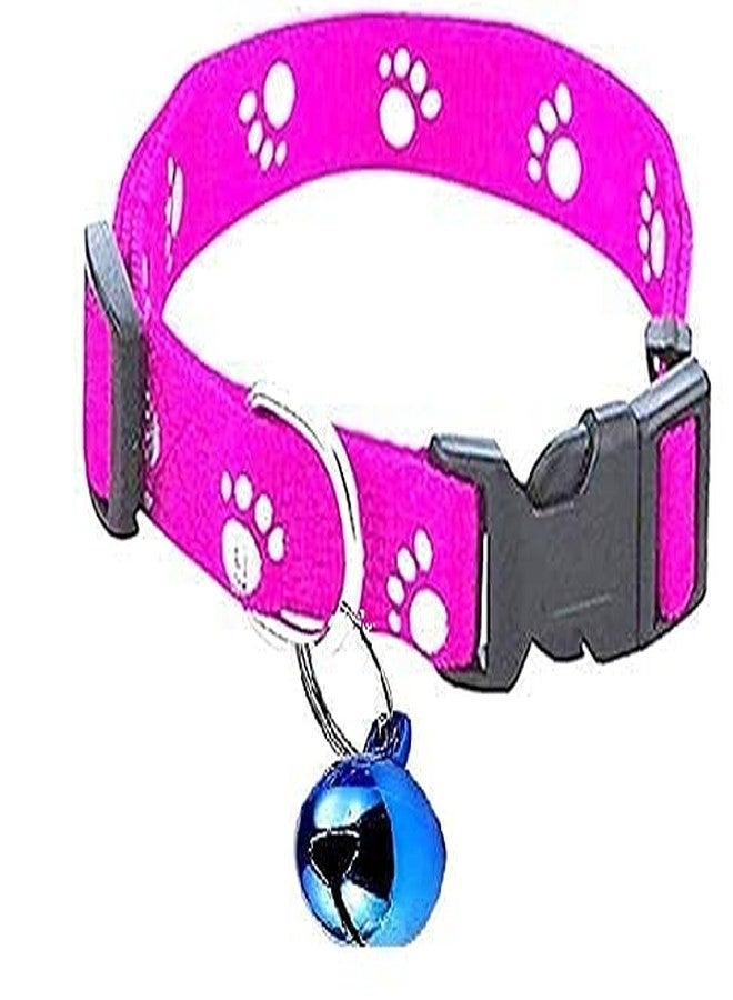 Pups&Pets طقم طوق ومقود بتصميم طبعة مخلب قابل للتعديل من النايلون مقاس 10 مم مع جرس للكلاب والقطط - (وردي) - Image 4