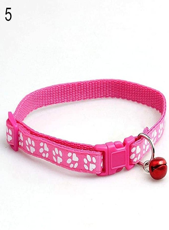 Pups&Pets طقم طوق ومقود بتصميم طبعة مخلب قابل للتعديل من النايلون مقاس 10 مم مع جرس للكلاب والقطط - (وردي) - Image 2