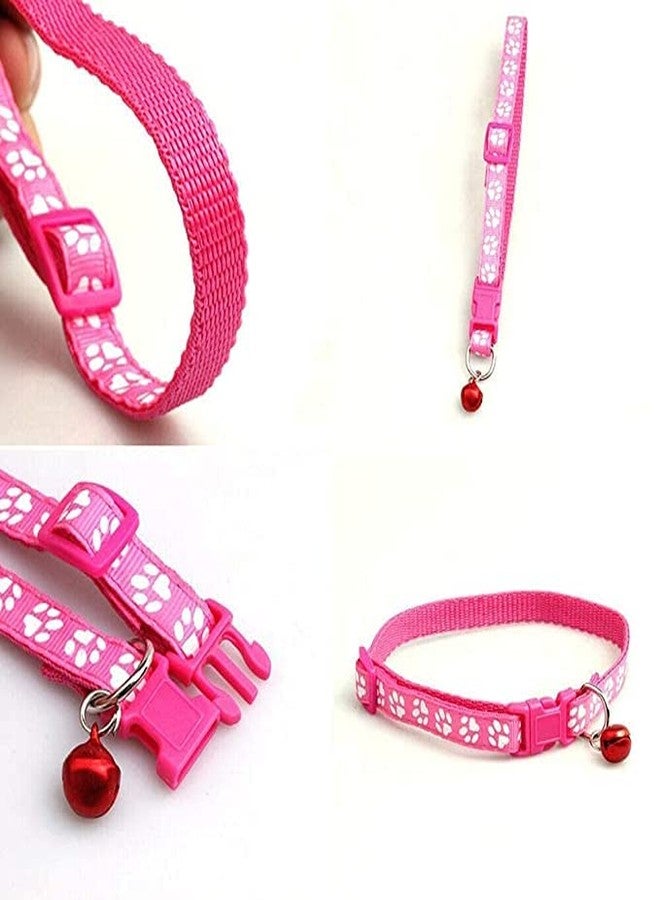 Pups&Pets طقم طوق ومقود بتصميم طبعة مخلب قابل للتعديل من النايلون مقاس 10 مم مع جرس للكلاب والقطط - (وردي) - Image 3