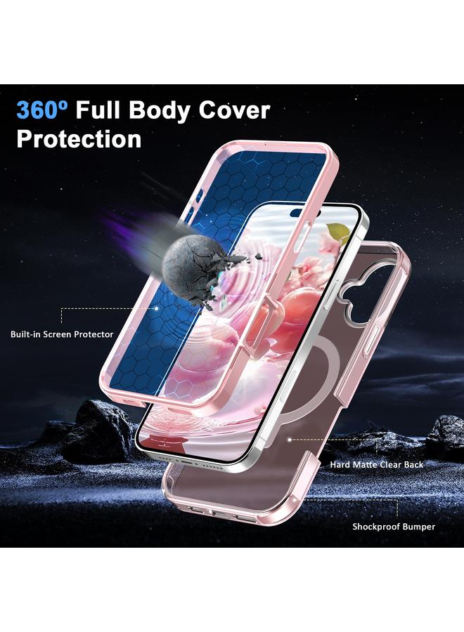 اس-توب جراب لهاتف iPhone 16 Plus مصنوع من الجلد غير اللامع مع حامل MagSafe 360 جراب كامل للجسم - Image 4