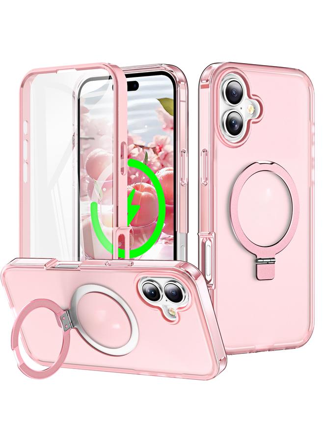 اس-توب جراب لهاتف iPhone 16 Plus مصنوع من الجلد غير اللامع مع حامل MagSafe 360 جراب كامل للجسم - Image 1