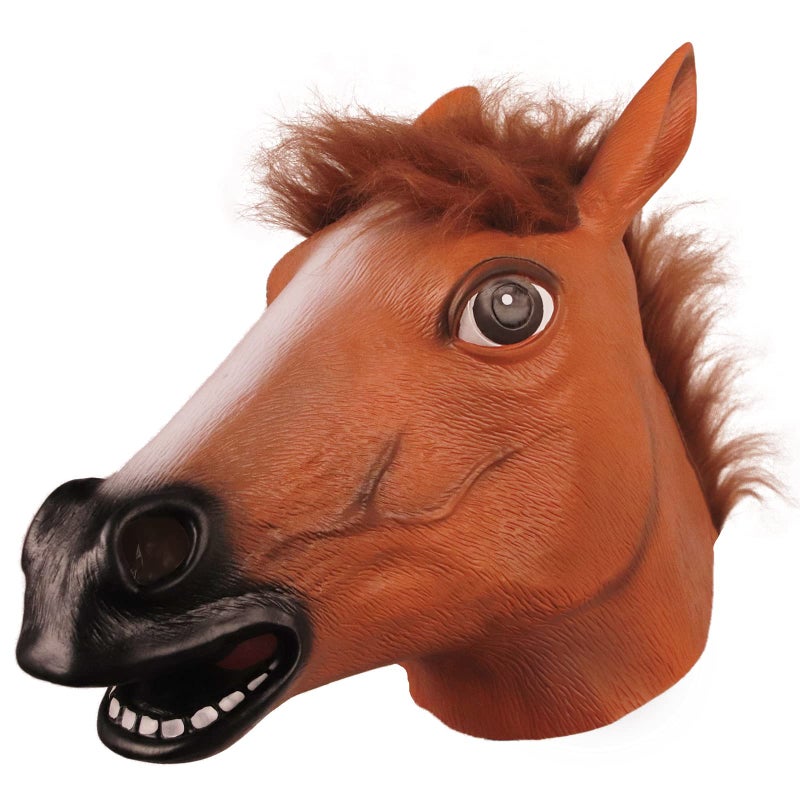 MOLEZU Horse Head Mask for Adult, Brown Horse Head Latex Animal Mask, Novelty Halloween Costume for Masquerade Party. - Image 1