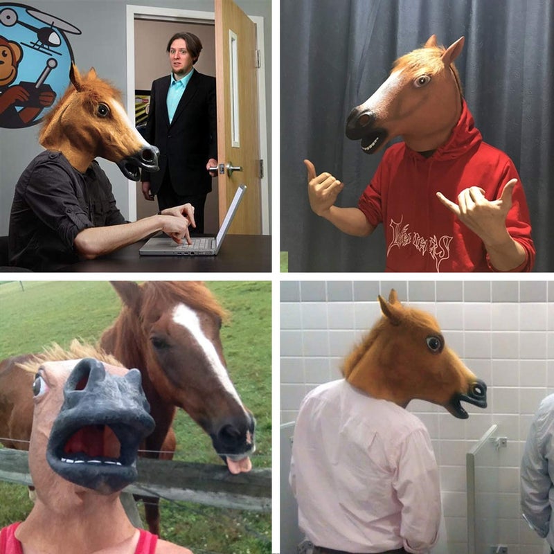 MOLEZU Horse Head Mask for Adult, Brown Horse Head Latex Animal Mask, Novelty Halloween Costume for Masquerade Party. - Image 5