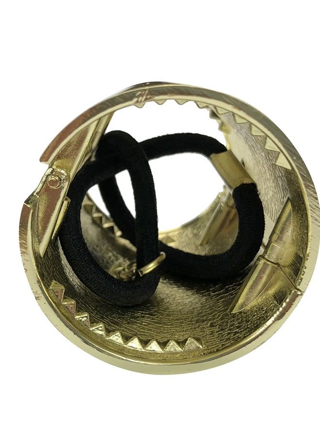 KINFENE 2 Pack Metal Ponytail Hair Ring for Long Hair Horsetail Buckle Simple Smooth Horn Rubber String Elastic Hair Ties Ponytail Hair Cuff Alloy Hair Bands (Gold)