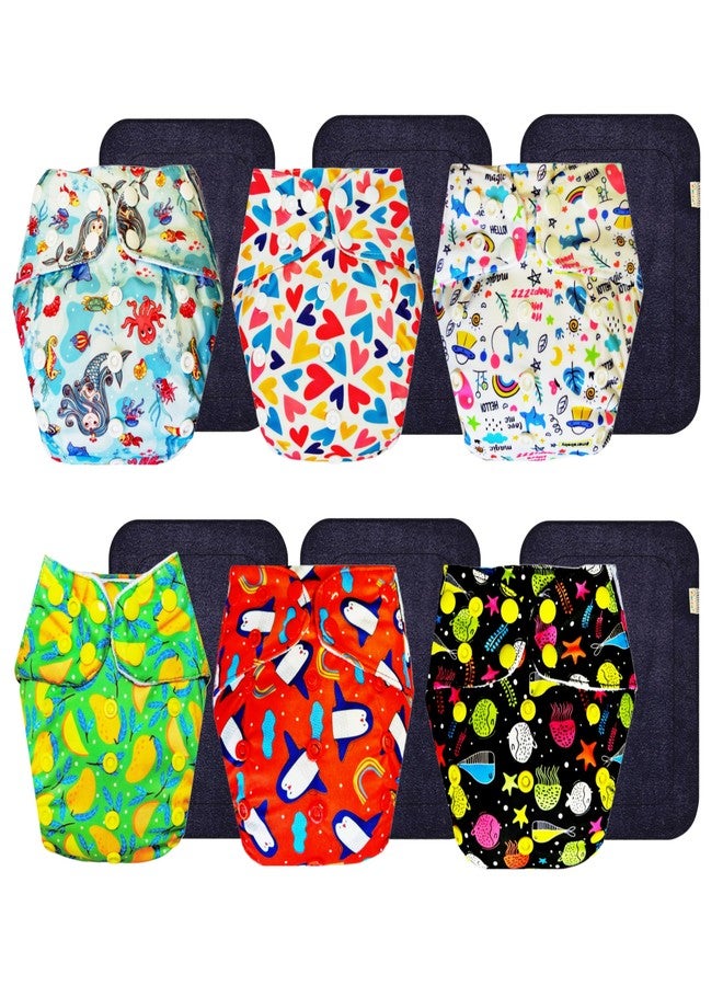 Dumbledo Premium Cloth Diaper with Black Insert (Pack of 6) | Hypoallergenic | Reusable & Washable | Travel Friendly | All-Day Wear | 3 Months - 3 Years | Unisex Baby - Image 1