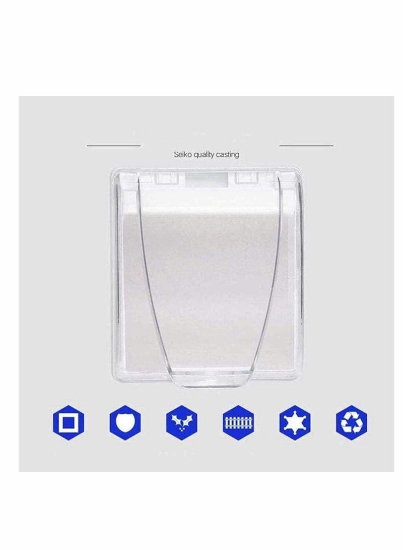 Wall Switch Waterproof Cover Box, Suprcrne Universal Plug Socket Cover, Wall Light Panel Socket Doorbell Flip Cap Cover, Home Bathroom Kitchen Accessory Plastic Clear 2 Pcs  - Image 5