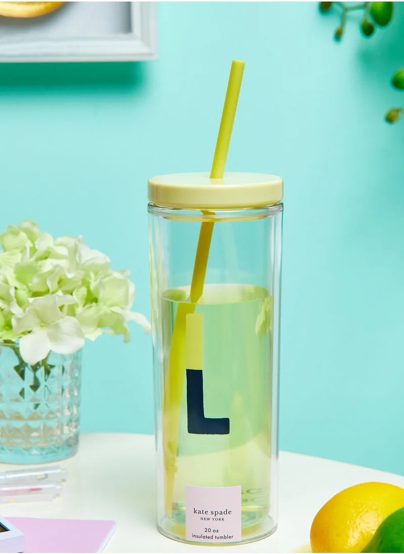 Kate Spade Monogram Tumbler With Straw - L