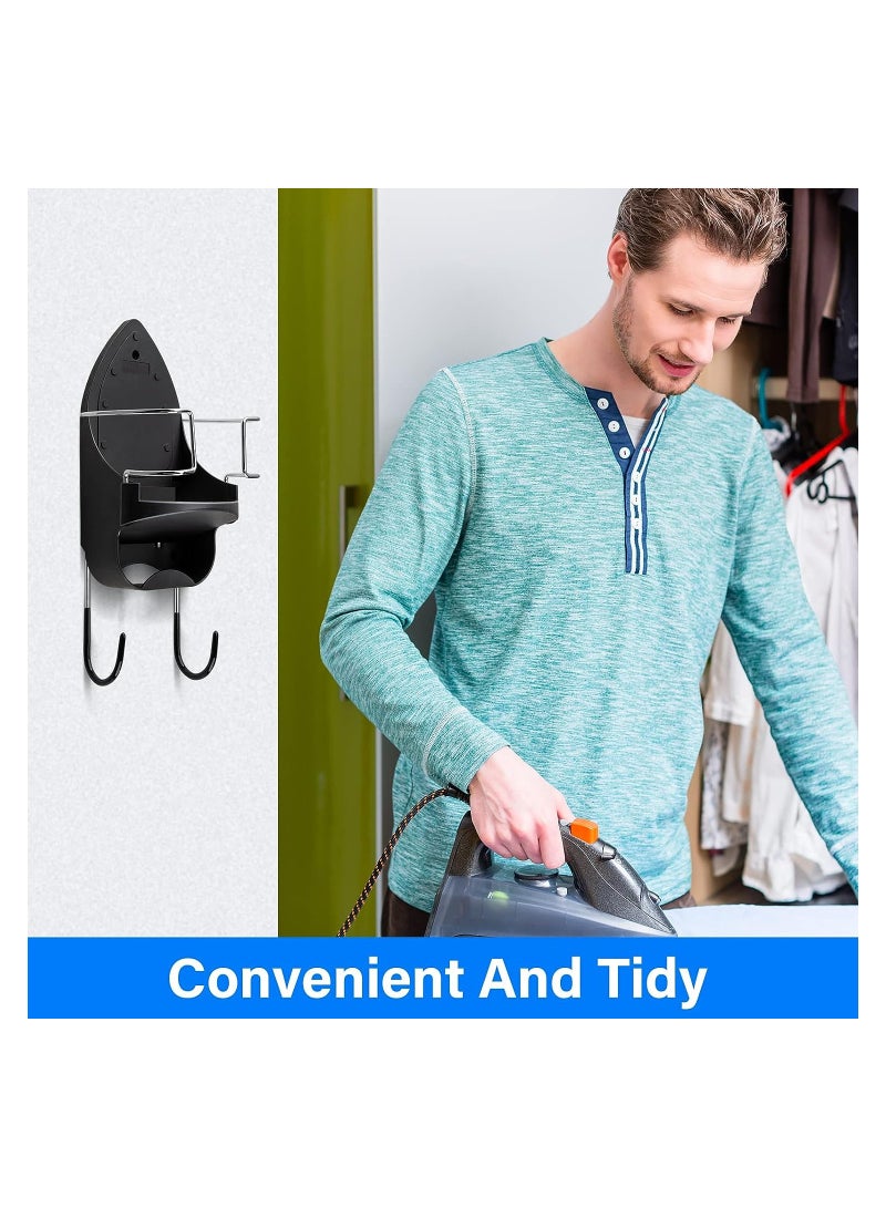 Zikra Ironing Board Hanger Wall Mount, Ironing Board Holder Organizer Wall Rack, Ironing Board Organizer, Heat Resistant Iron Holder Removable Hooks for Laundry Rooms Storage Rack Hanging Shelf Hanger - Image 2