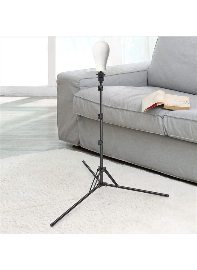 MEIBR - Mannequin Head Stand Adjustable Wig Stand Tripod for Hairdressing Training,Cosmetology Mannequin Training Professional Metal Support Tripod (Black) - Image 1
