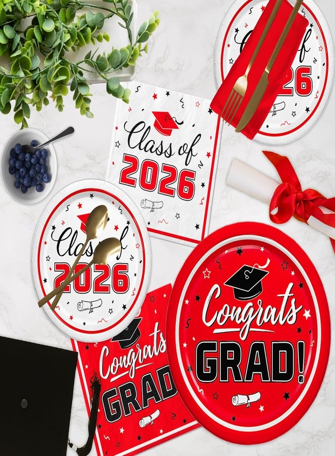 Oigco Graduation Red Party Supplies Kit Dinner Plates Dessert Plates and Napkins for Congrats Grad Party Decorations, Serves 50 - Image 4