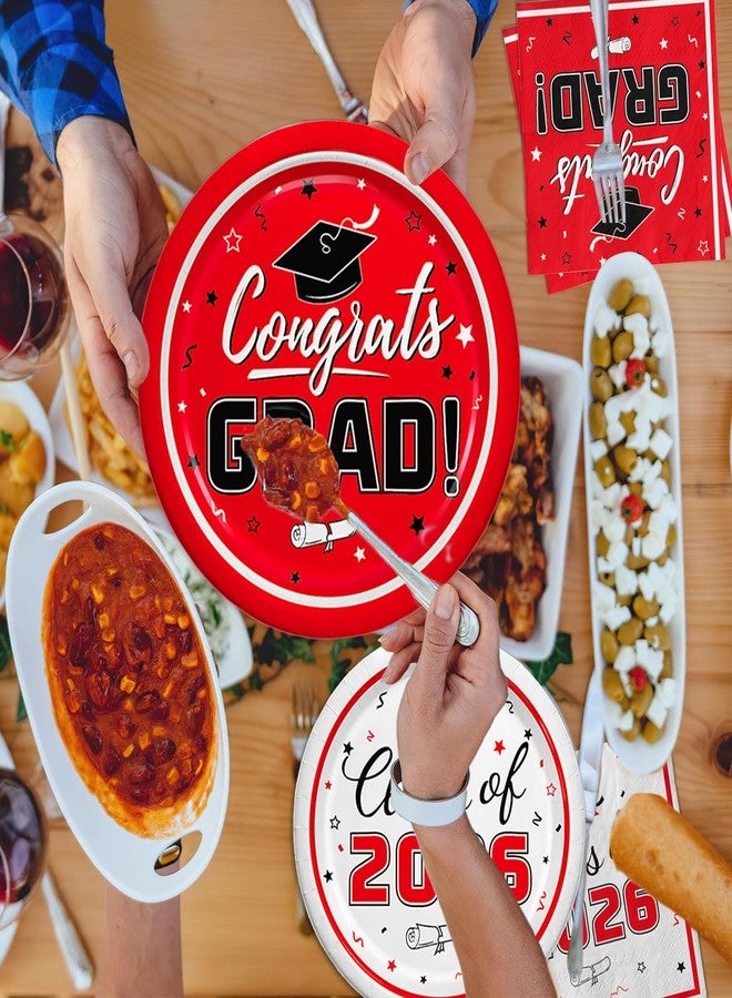 Oigco Graduation Red Party Supplies Kit Dinner Plates Dessert Plates and Napkins for Congrats Grad Party Decorations, Serves 50 - Image 5