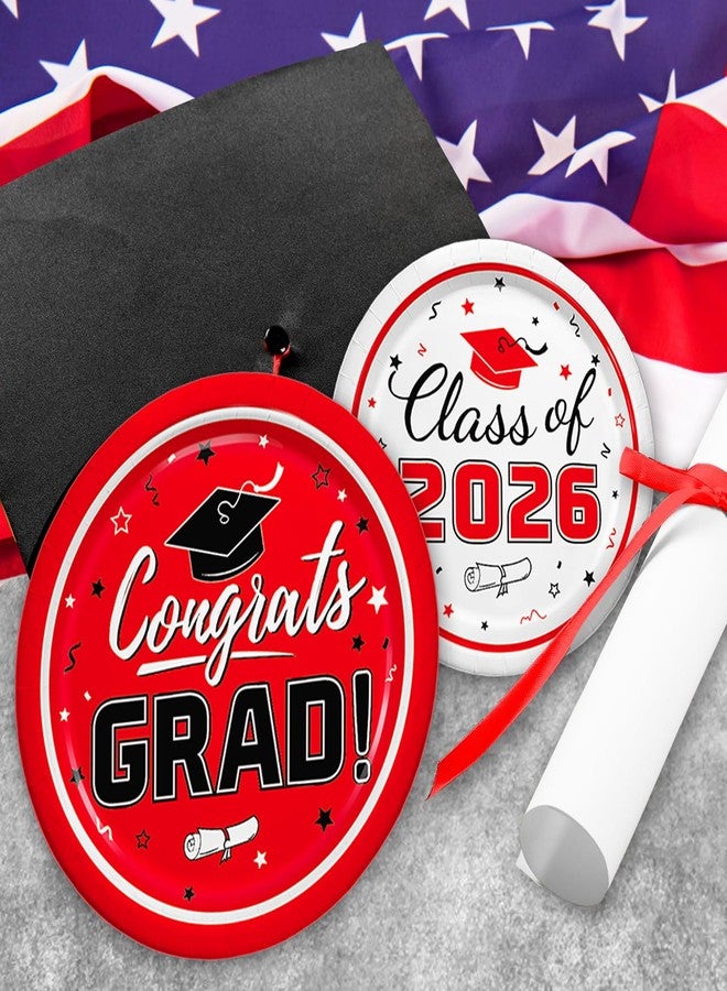 Oigco Graduation Red Party Supplies Kit Dinner Plates Dessert Plates and Napkins for Congrats Grad Party Decorations, Serves 50 - Image 3
