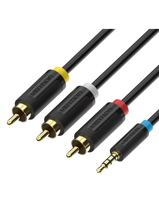 VENTION 2.5mm Male to 3RCA Male AV Cable 1.5M Black Model # BCCBG - Image 1